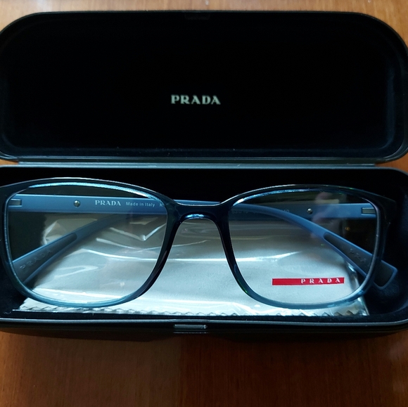 Authentic Prada Eye Glasses Frame VPS 04I Size 53, Col. CZH Crystal Blue - Picture 3 of 5